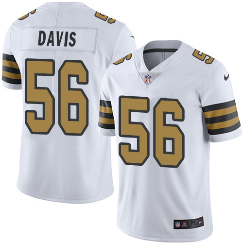 Personalized Saints #56 DeMario Davis White Youth Stitched NFL Limited Rush Jersey