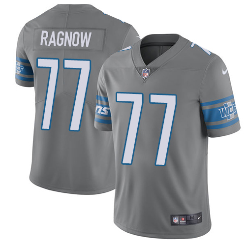 Personalized Lions #77 Frank Ragnow Gray Youth Stitched NFL Limited Rush Jersey