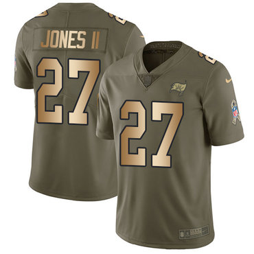 Personalized Buccaneers #27 Ronald Jones II Olive Gold Youth Stitched NFL Limited 2017 Salute to Service Jersey