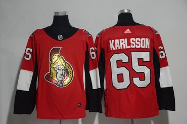 Personalized Senators 65 Erik Karlsson Red Glittery Edition Jersey