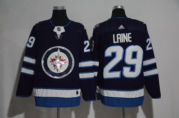 Personalized Jets 29 Patrik Laine Navy Glittery Edition Jersey
