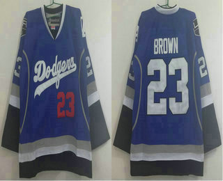 Personalized Men’s Los Angeles Dodgers #23 and Los Angeles Kings #23 Dustin Brown Blue Stitched NHL Reebok Hockey Jersey
