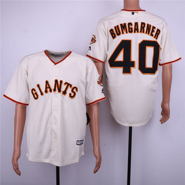 Personalized Giants 40 Madison Bumgarner Cream Cool Base Jersey