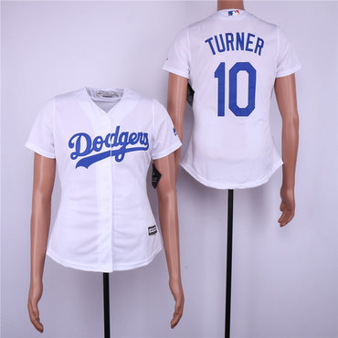 Personalized Dodgers 10 Justin Turner White Women Cool Base Jersey