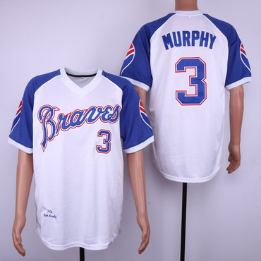 Personalized Braves 3 Dale Murphy White 1974 Throwback Jersey