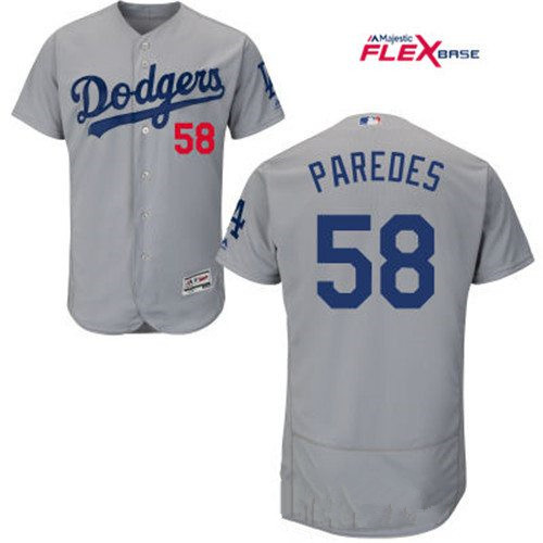 Personalized Men’s Los Angeles Dodgers #58 Edward Paredes Gray Alternate Stitched MLB Majestic Flex Base Jersey