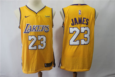 Personalized Los Angeles Lakers # 23 Lebron James 14 Brandon Ingram yellow Swingman Jersey