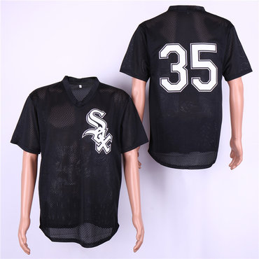 Personalized White Sox 35 Frank Thomas Black Mesh Jersey