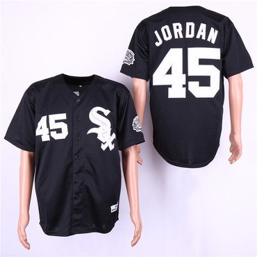 Personalized White Sox 45 Michael Jordan Black Cooperstown Collection Jersey