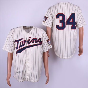 Personalized Twins 34 Kirby Puckett Cream 1969 Throwback Jersey