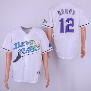 Personalized Rays 12 Wade Boggs White Cooperstown Collection Jersey