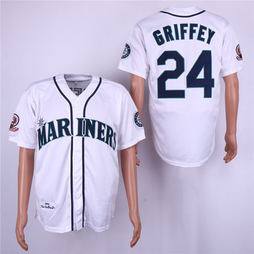 Personalized Mariners 24 Ken Griffey Jr. White 1995 Throwback Jersey