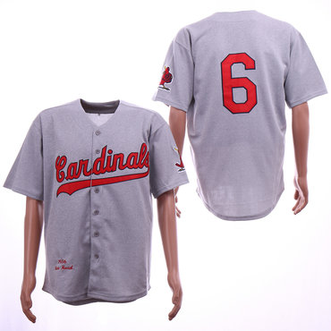 Personalized Cardinals 6 Stan Musial Gray 1956 Cooperstown Collection Jersey