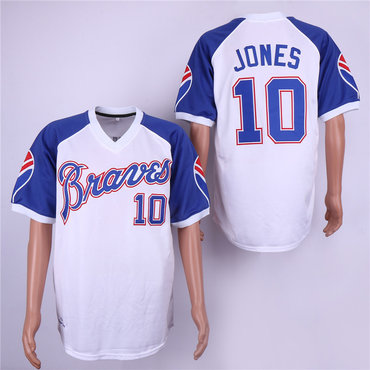 Personalized Braves 10 Chipper Jones White Throwback Jersey