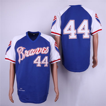 Personalized Braves 44 Hank Aaron Blue 1973 Throwback Jersey