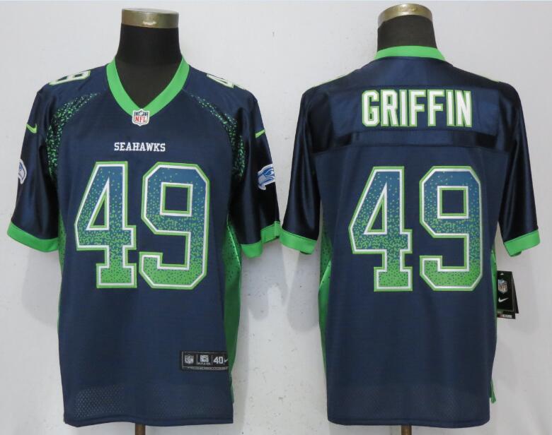 Personalized Seahawks 49 Shaquill Griffin Navy Drift Fashion Elite Jersey