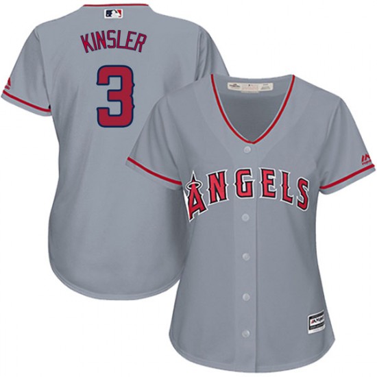 Personalized Women Los Angeles Angels #3 Ian Kinsler Gray Jersey