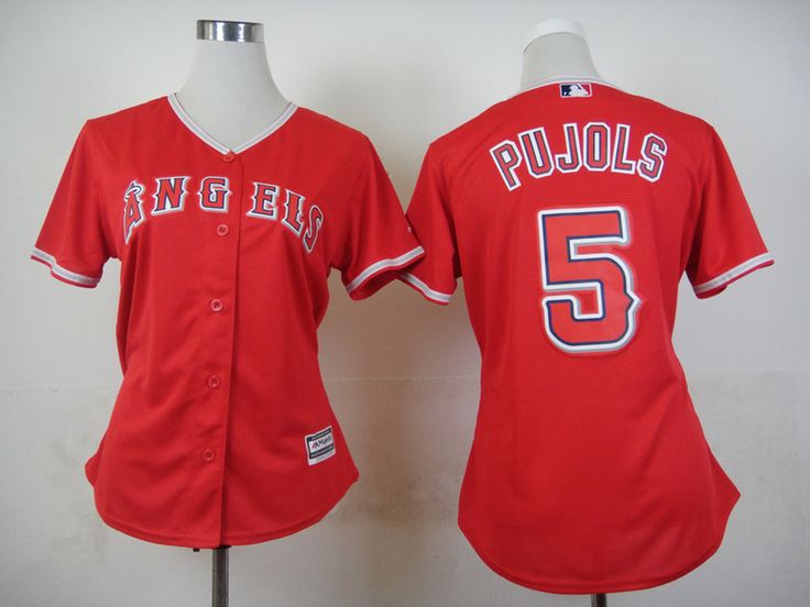 Personalized Women Los Angeles Angels #5 Albert Pujols Red Stitched Baseball Jersey