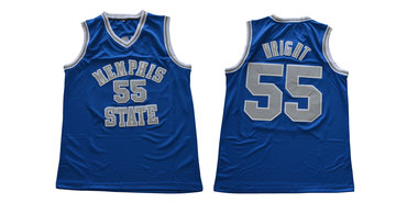 Personalized Memphis Tigers 55 Lorenzen Wright Blue College Basketball Jersey