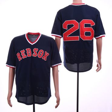 Personalized Red Sox 26 Wade Boggs Navy Mesh Throwback Jersey