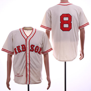 Personalized Red Sox 8 Carl Yastrzemski Cream 1967 Throwback Jersey
