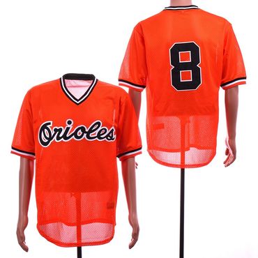 Personalized Orioles 8 Cal Ripken Jr Orange Mesh Throwback Jersey