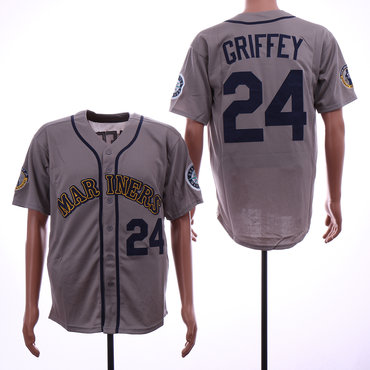 Personalized Mariners 24 Ken Griffey Jr. Gray Throwback Jersey