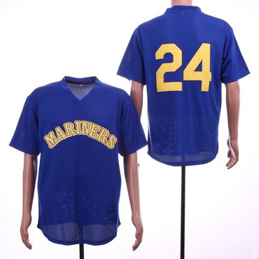 Personalized Mariners 24 Ken Griffey Jr. Blue Mesh Throwback Jersey