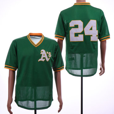 Personalized Athletics 24 Rickey Henderson Green Mesh Throwback Jersey