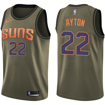 Personalized Suns #22 Deandre Ayton Green NBA Swingman Salute to Service Jersey