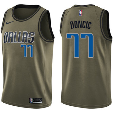 Personalized Mavericks #77 Luka Doncic Green NBA Swingman Salute to Service Jersey
