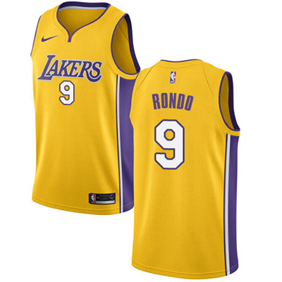 Personalized Lakers #9 Rajon Rondo Gold NBA Swingman Icon Edition Jersey