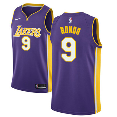 Personalized Lakers #9 Rajon Rondo Purple NBA Swingman Statement Edition Jersey