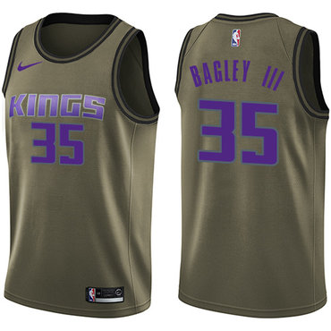 Personalized Kings #35 Marvin Bagley III Green NBA Swingman Salute to Service Jersey