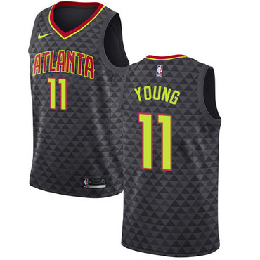 Personalized Hawks #11 Trae Young Black NBA Swingman Icon Edition Jersey