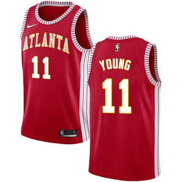 Personalized Hawks #11 Trae Young Red NBA Swingman Statement Edition Jersey