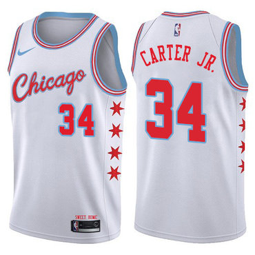 Personalized Bulls #34 Wendell Carter Jr. White NBA Swingman City Edition Jersey