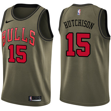 Personalized Bulls #15 Chandler Hutchison Green NBA Swingman Salute to Service Jersey