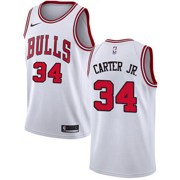 Personalized Bulls #34 Wendell Carter Jr. White NBA Swingman Association Edition Jersey