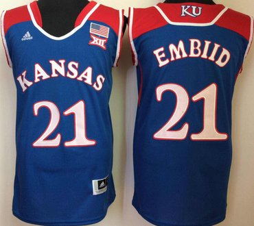 Personalized Kansas Jayhawks 21 Joel Embiid Blue College Basketball Jersey