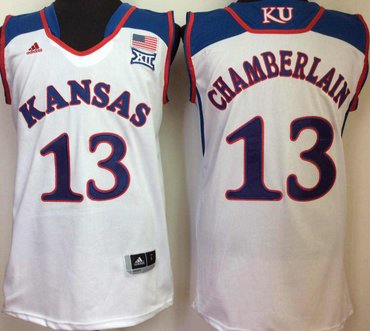 Personalized Kansas Jayhawks 13 Wilt Chamverlain White College Basketball Jersey