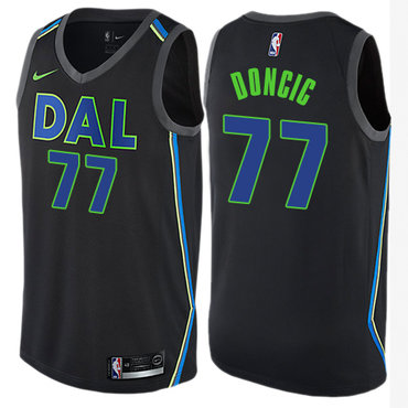 Personalized Mavericks #77 Luka Doncic Black Women’s NBA Swingman City Edition Jersey