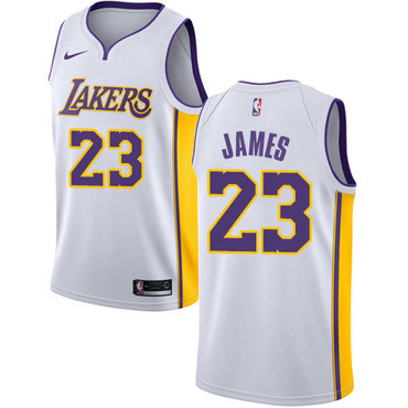Personalized Lakers #23 LeBron James White Women’s NBA Swingman Association Edition Jersey