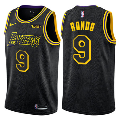 Personalized Lakers #9 Rajon Rondo Black Youth NBA Swingman City Edition Jersey