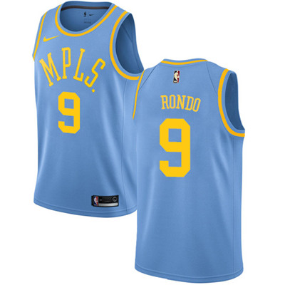 Personalized Lakers #9 Rajon Rondo Royal Blue Youth NBA Swingman Hardwood Classics Jersey