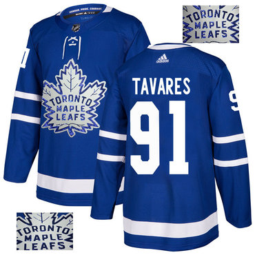Personalized Maple Leafs 91 John Tavares Blue Glittery Edition Jersey