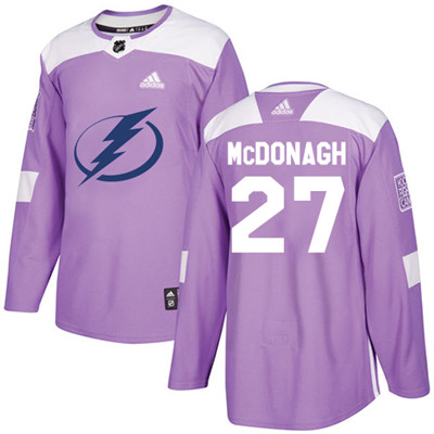 Personalized Lightning #27 Ryan McDonagh Purple Authentic Fights Cancer Stitched NHL Jersey