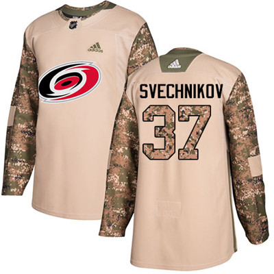 Personalized Hurricanes #37 Andrei Svechnikov Camo Authentic 2017 Veterans Day Stitched NHL Jersey