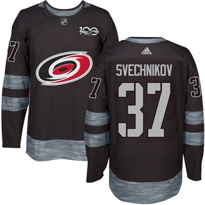 Personalized Hurricanes #37 Andrei Svechnikov Black 1917-2017 100th Anniversary Stitched NHL Jersey