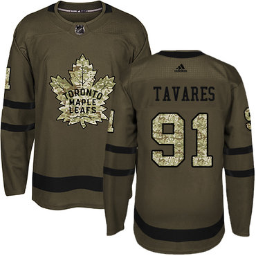 Personalized Maple Leafs #91 John Tavares Green Salute to Service Stitched NHL Jersey